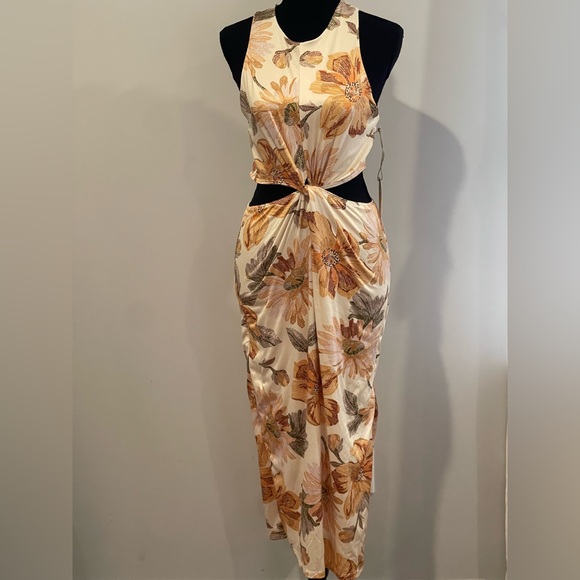 Chrysanthemum Dresses & Skirts - New Chrysanthemum‎ L Floral Cut-Out Maxi Dress w Stretch 810